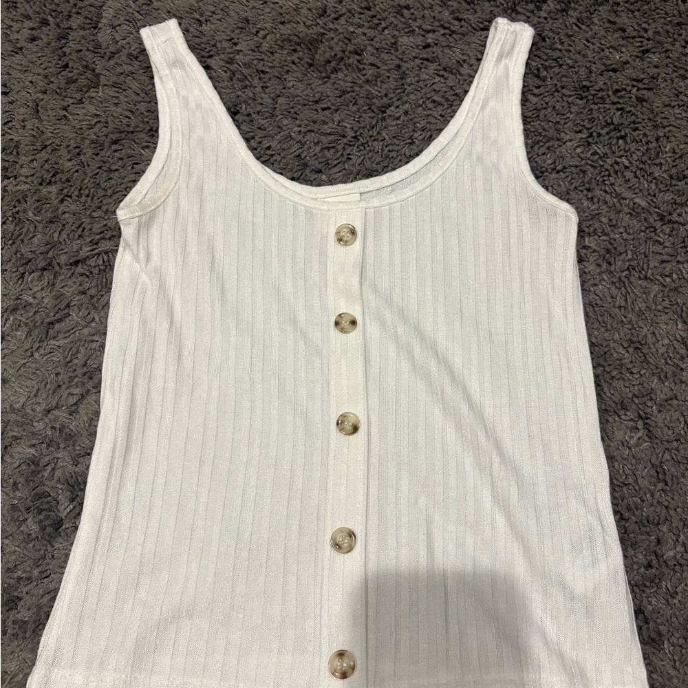 Women's White Button-Down Tank Top